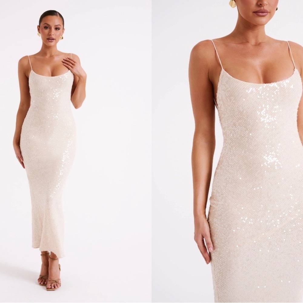 Meshki Champagne Sequin Maxi Dress